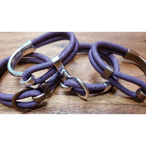 Purple Cork Silver Open Hook Bracelet